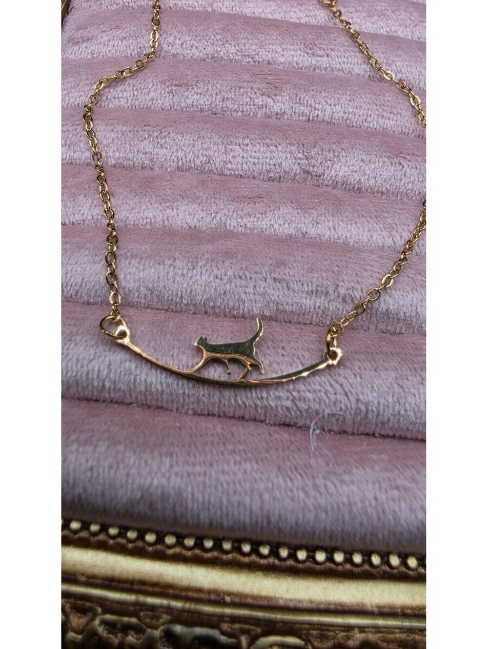 14k Gold Plated Cat Silhouette Bracelet in Stainless Steel